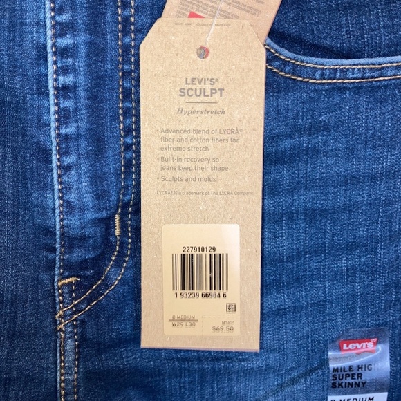 NWT Levi's Mile High Super Skinny Jeans MSRP $70 - Picture 8 of 10